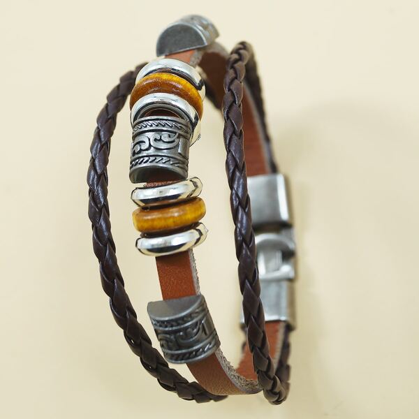 

Men Metal Braided Bracelet, Brown