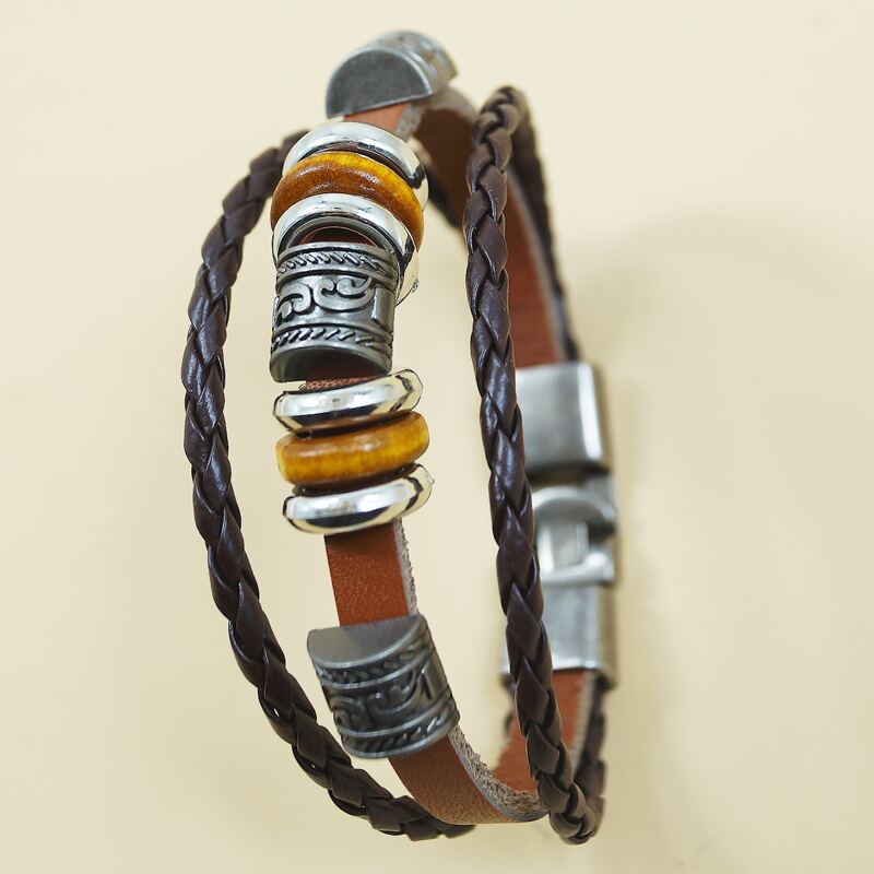 

Guys Metal Braided Bracelet, Brown