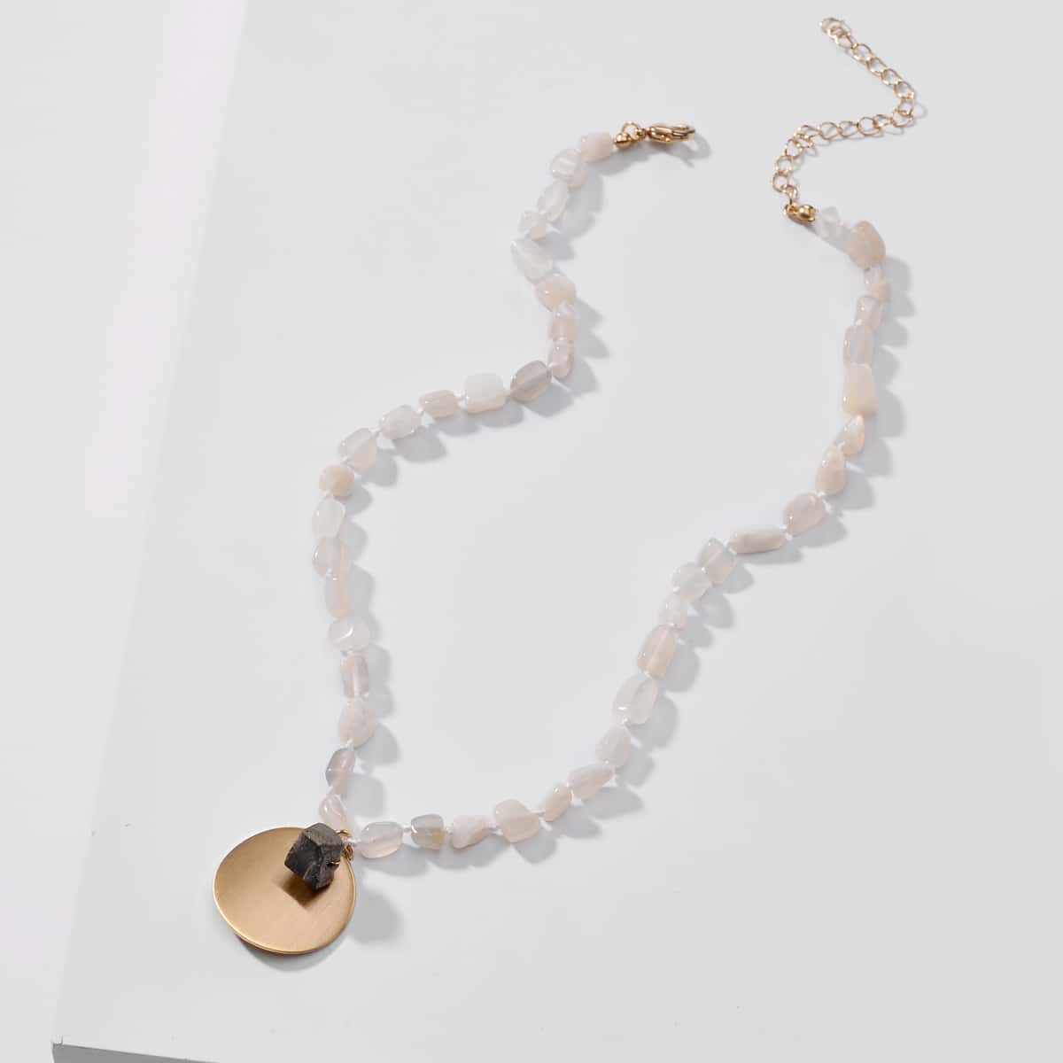 

Stone Charm Necklace, White