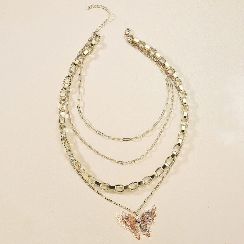

Butterfly Layered Necklace, Gold