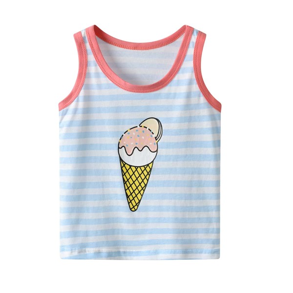 

Baby Boy Striped & Ice Cream Print Tank Top, Blue