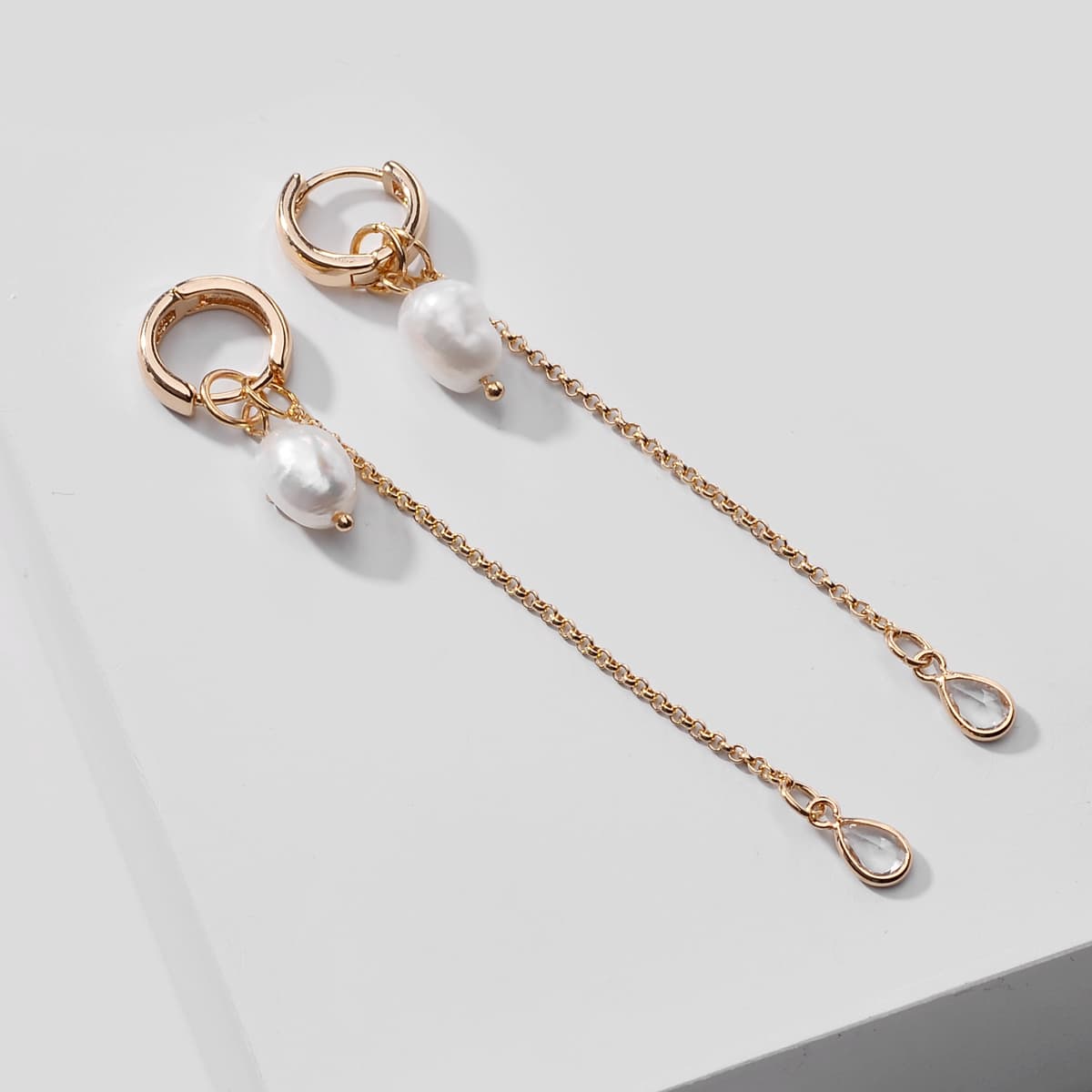 

Faux Pearl Decor Drop Earrings, Gold