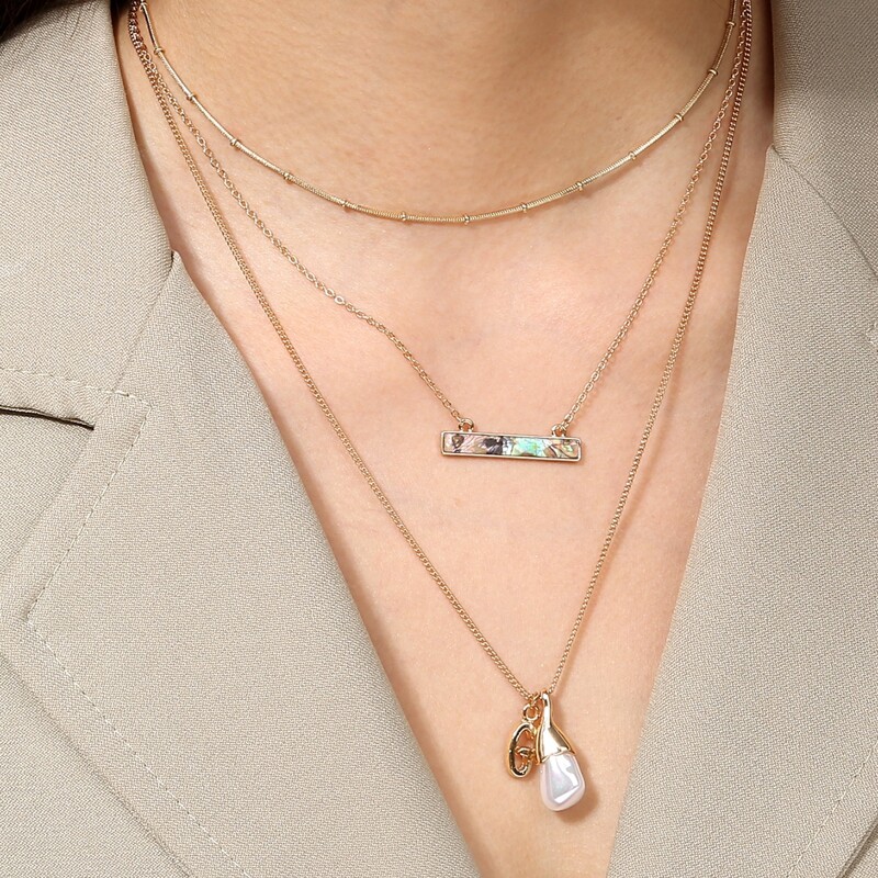 

Faux Pearl Letter Necklace, Gold