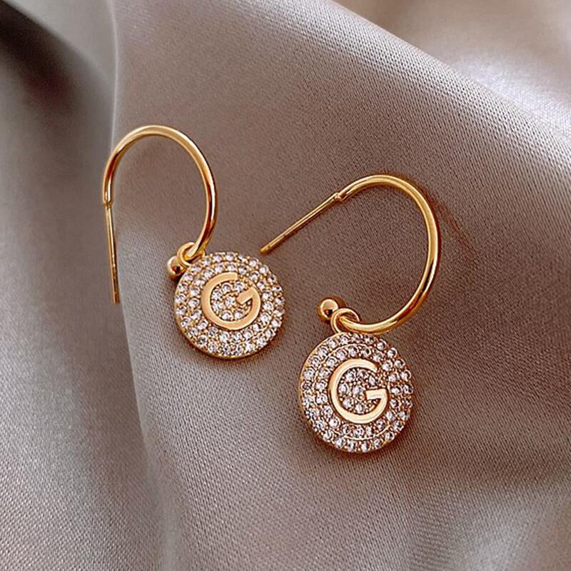 

Rhinestone Letter Earrings, Gold