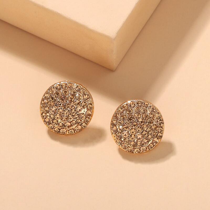 

Rhinestone Stud Earrings, Gold