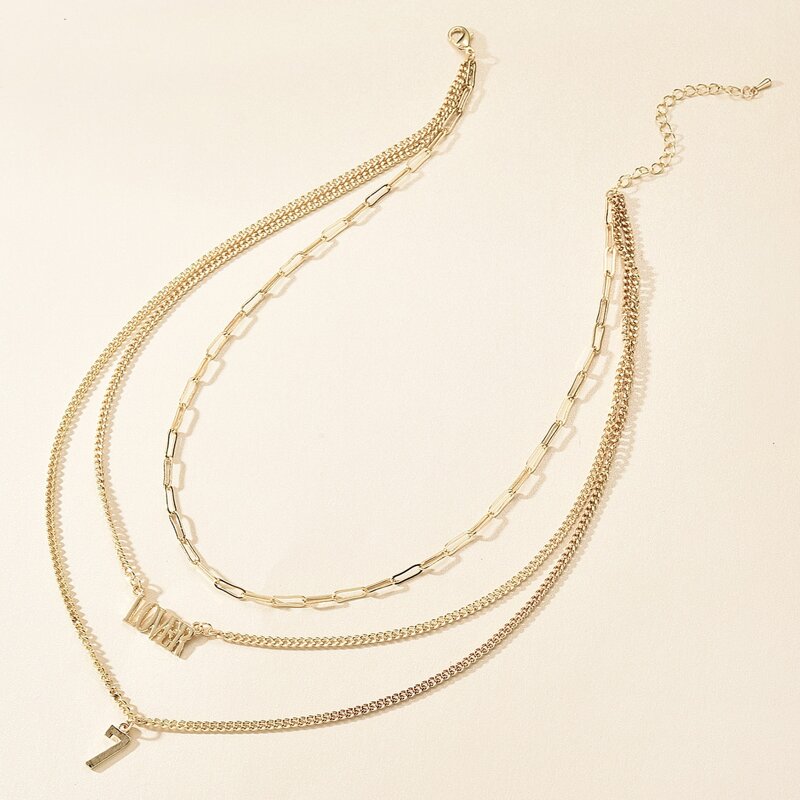 

Letter Decor Layered Necklace, Gold