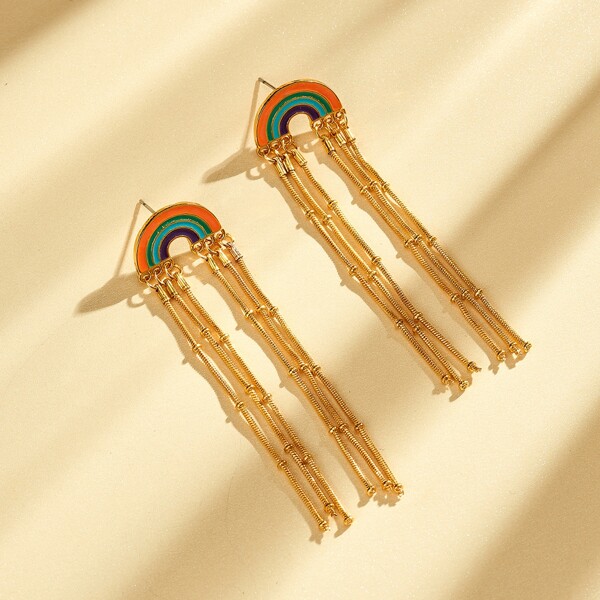

Rainbow Tassel Earrings, Gold