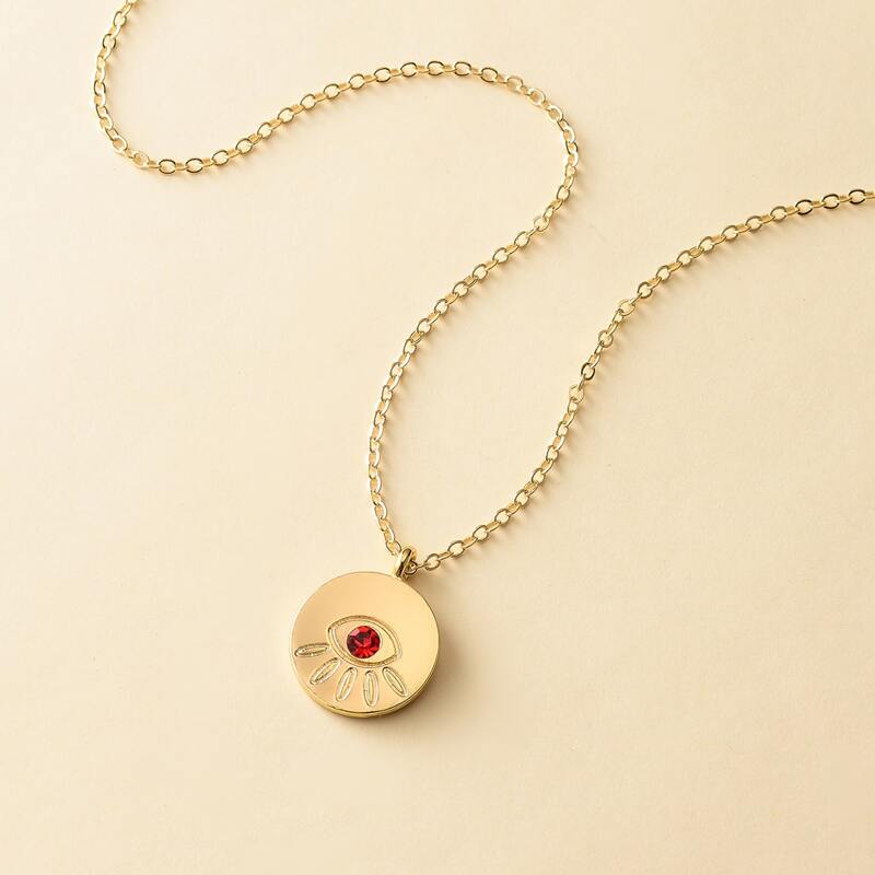 

Rhinestone Eye Charm Necklace, Gold