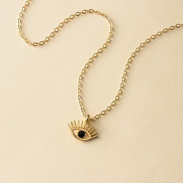 

Eye Charm Necklace, Gold