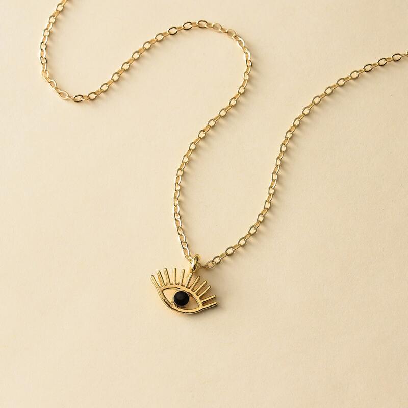 

Eye Charm Necklace, Gold