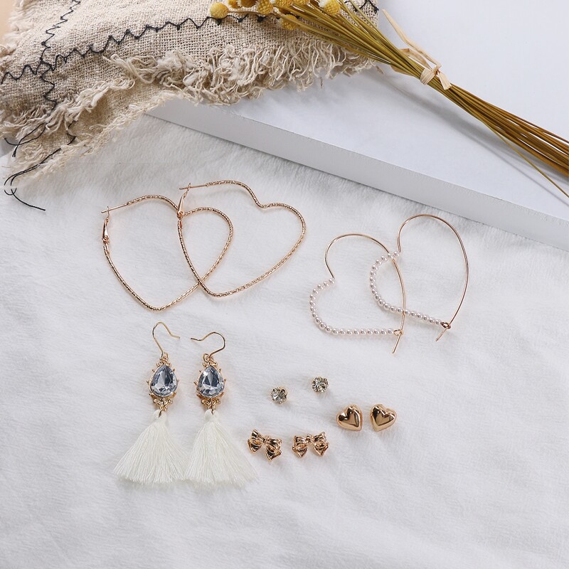 

6pairs Tassel Drop Earrings, Multicolor