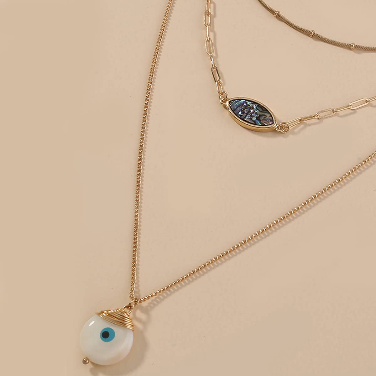 

Eye Layered Necklace, Gold