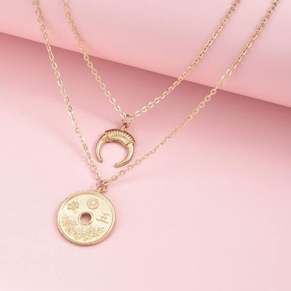 

Moon Layered Necklace, Gold