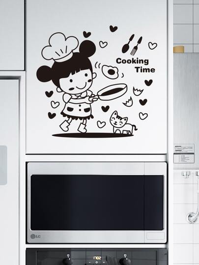 لواصق حائط بطباعة فتاة رسوم كرتونية