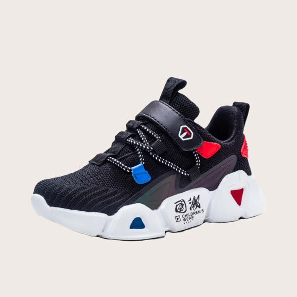 

Boys Lace-up Front Velcro Strap Sneakers, Black