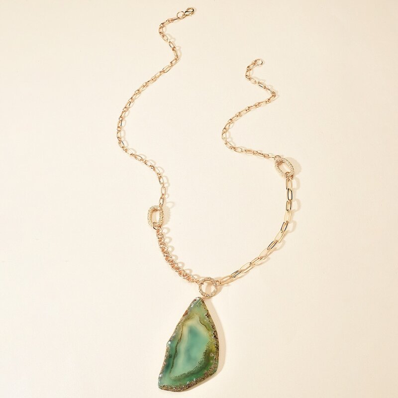 

Stone Charm Necklace, Green