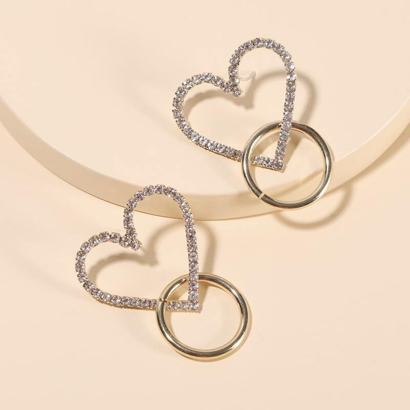 

Heart Shaped Drop Earrings, Gold