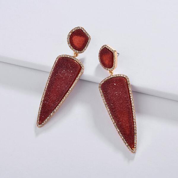 

Geometric Charm Drop Earrings, Red