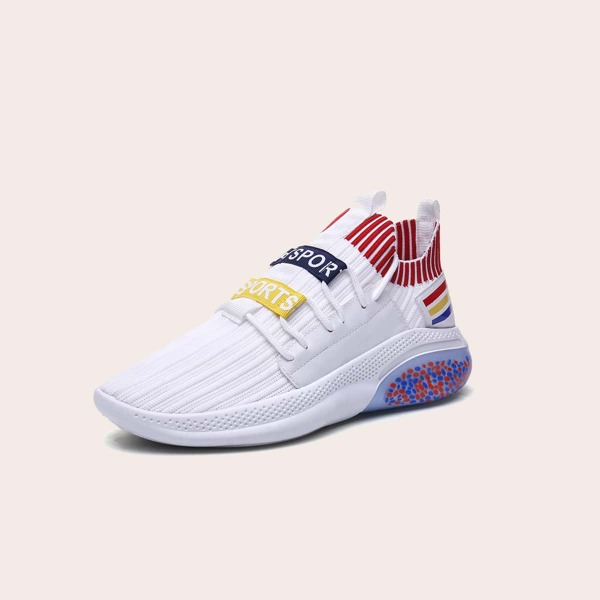 

Men Lace-up Front Colorblock Sneakers, White