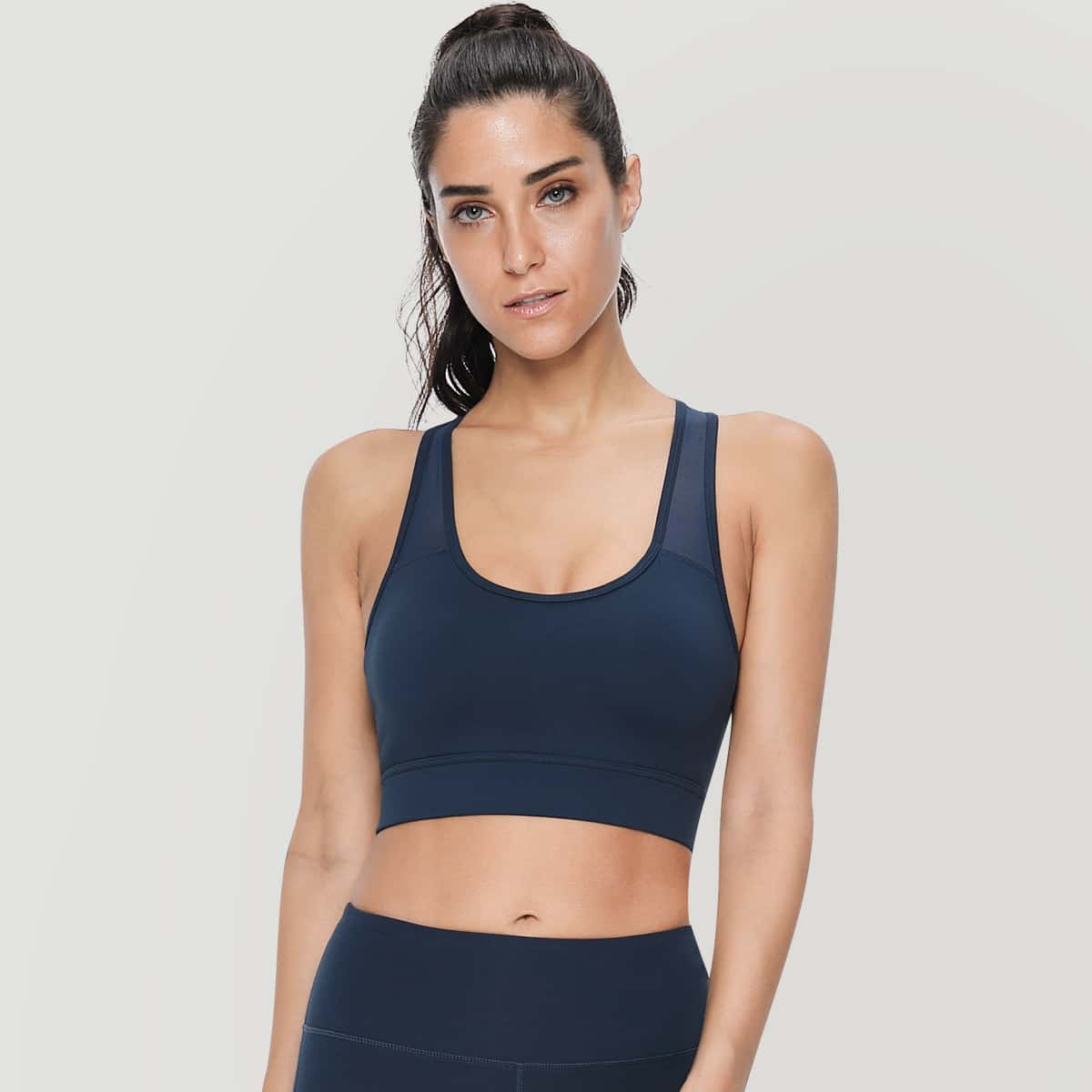 

Vutru Racerback Mesh Insert Sports Bra, Navy