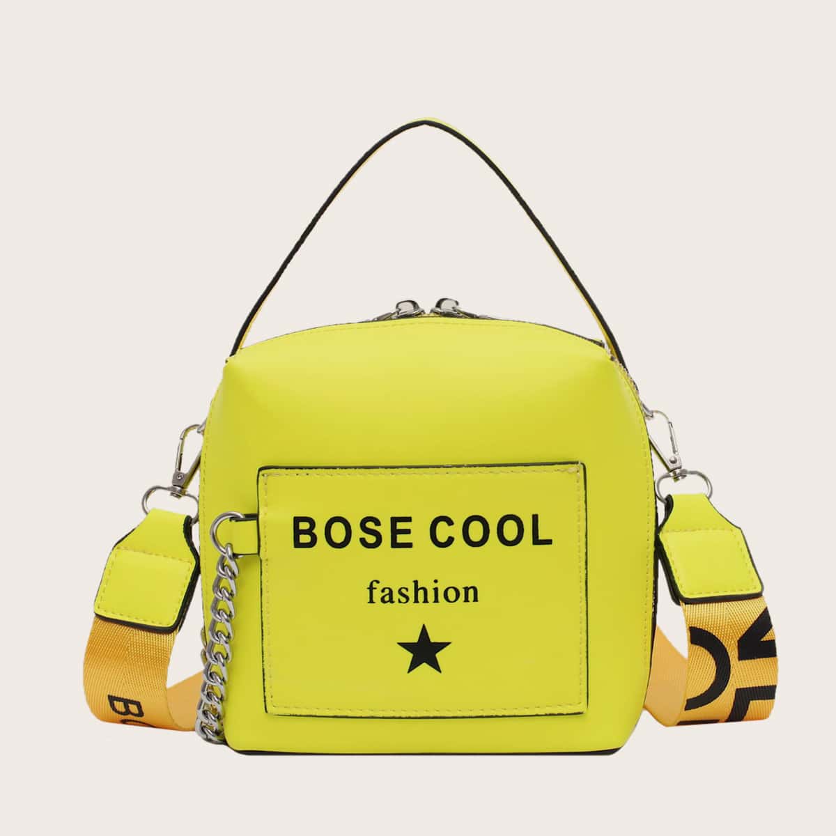 

Mini Letter Graphic Satchel Bag, White