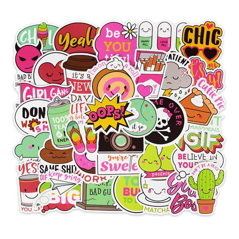 

44pcs Cartoon Graffiti Sticker, Multicolor