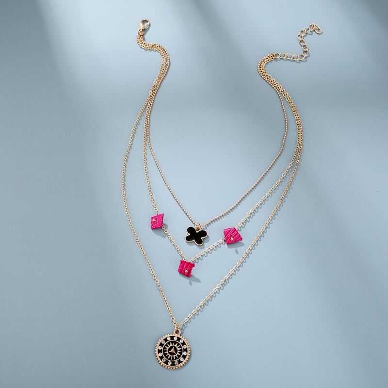 

Geometric Charm Layered Necklace, Gold