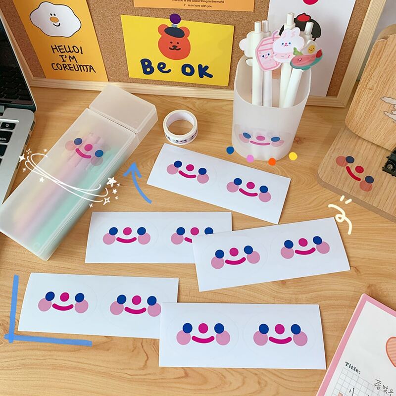 

8sheets Smiley Print Sticker, Multicolor