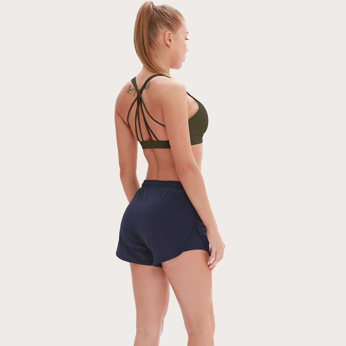 

Icyzone Strappy Back Sports Bra, Army green
