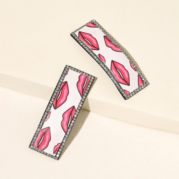 

2pcs Mouth Pattern Hair Clip, Multicolor