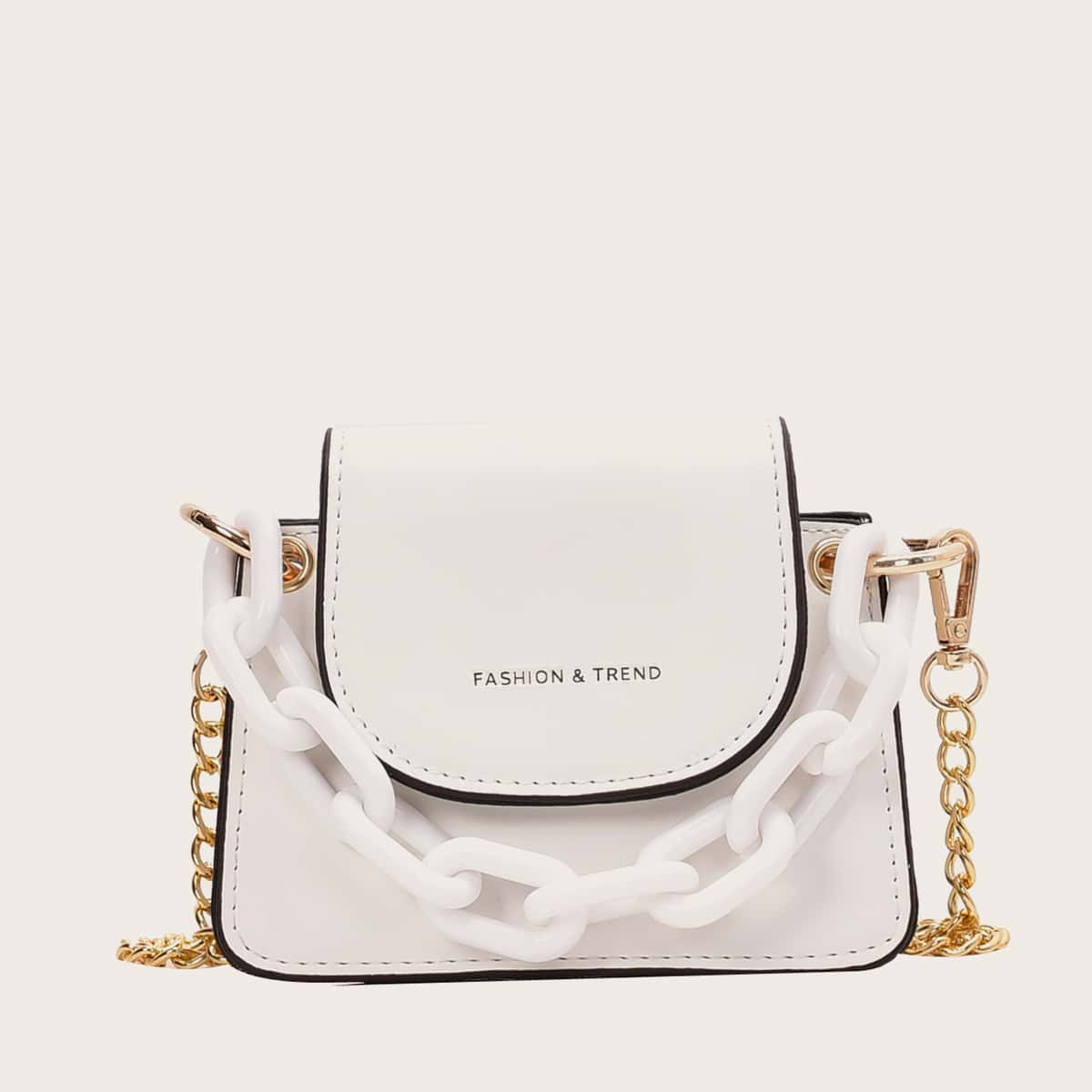 

Mini Letter Graphic Flap Crossbody Bag, White