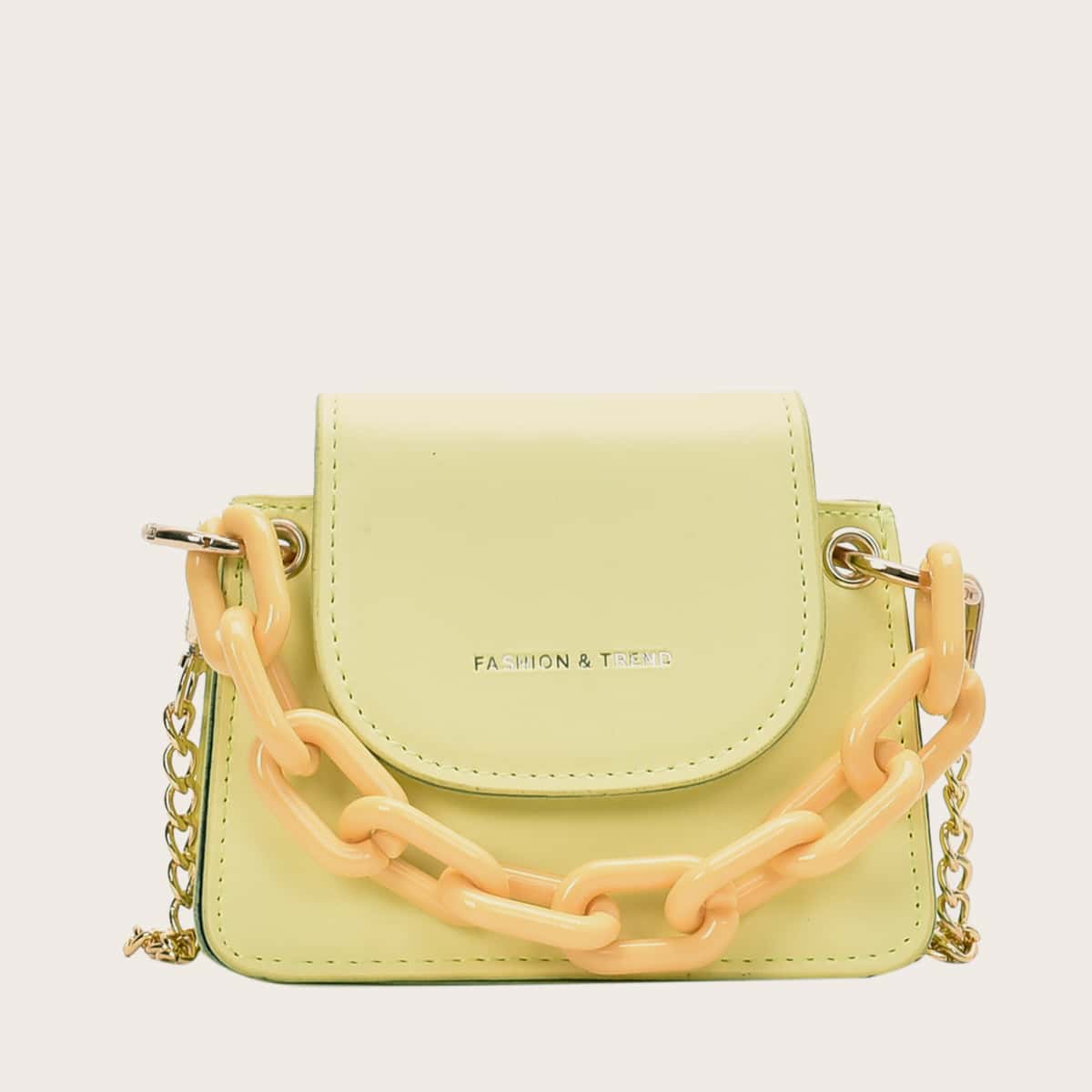 

Mini Letter Graphic Flap Crossbody Bag, Yellow