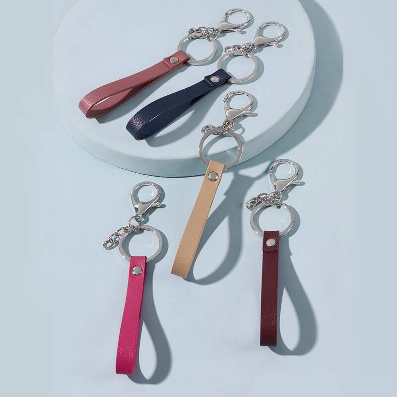 

5pcs PU Leather Keychain, Multicolor