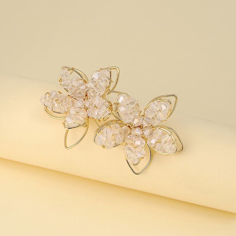 

Crystal Flower Earrings, Gold