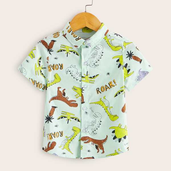 

Toddler Boys Cartoon Graphic Button Up Shirt, Multicolor