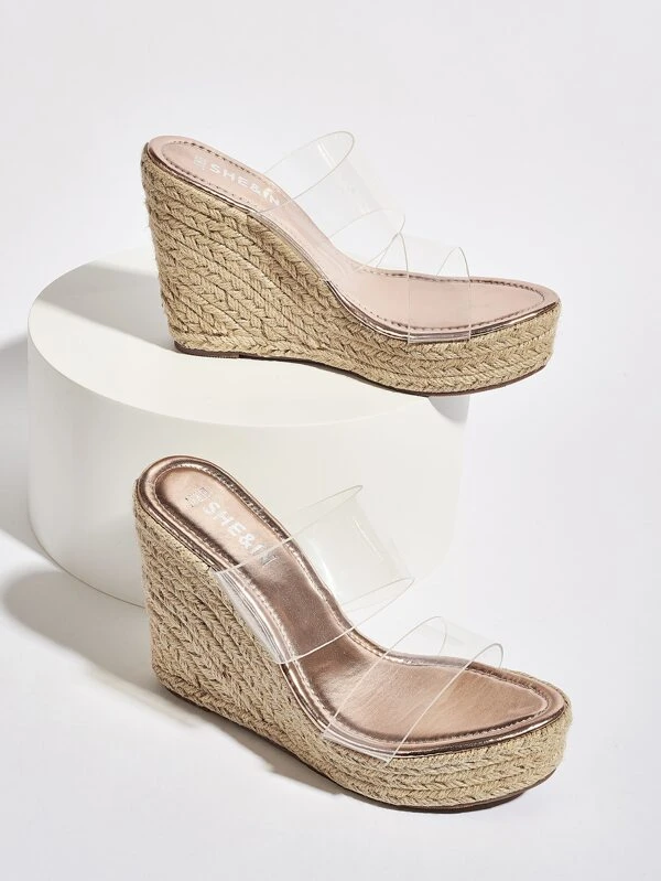 clear espadrille wedges