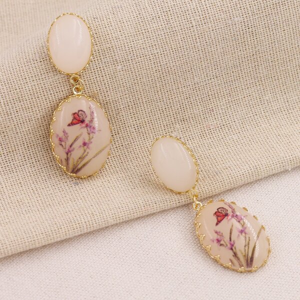 

Floral Pattern Drop Earrings, Multicolor