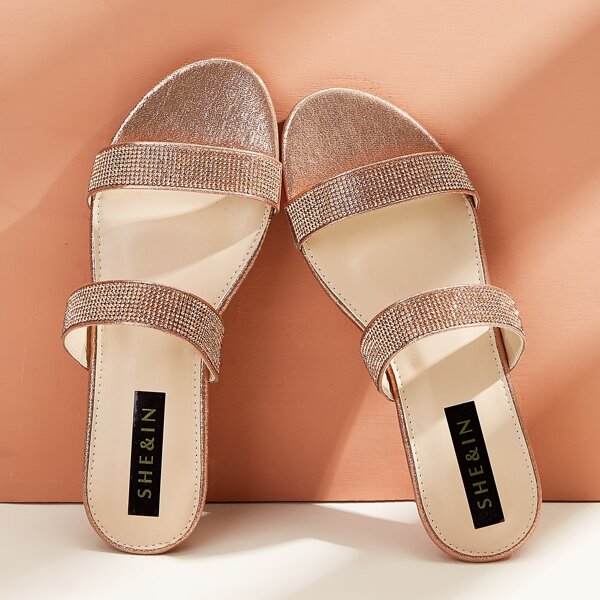 

Тапочки со стразами, Золотистый