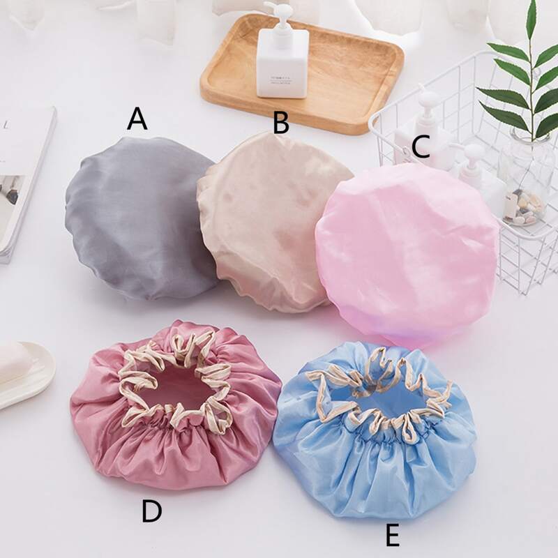 

1pc Solid Waterproof Shower Cap, Multicolor