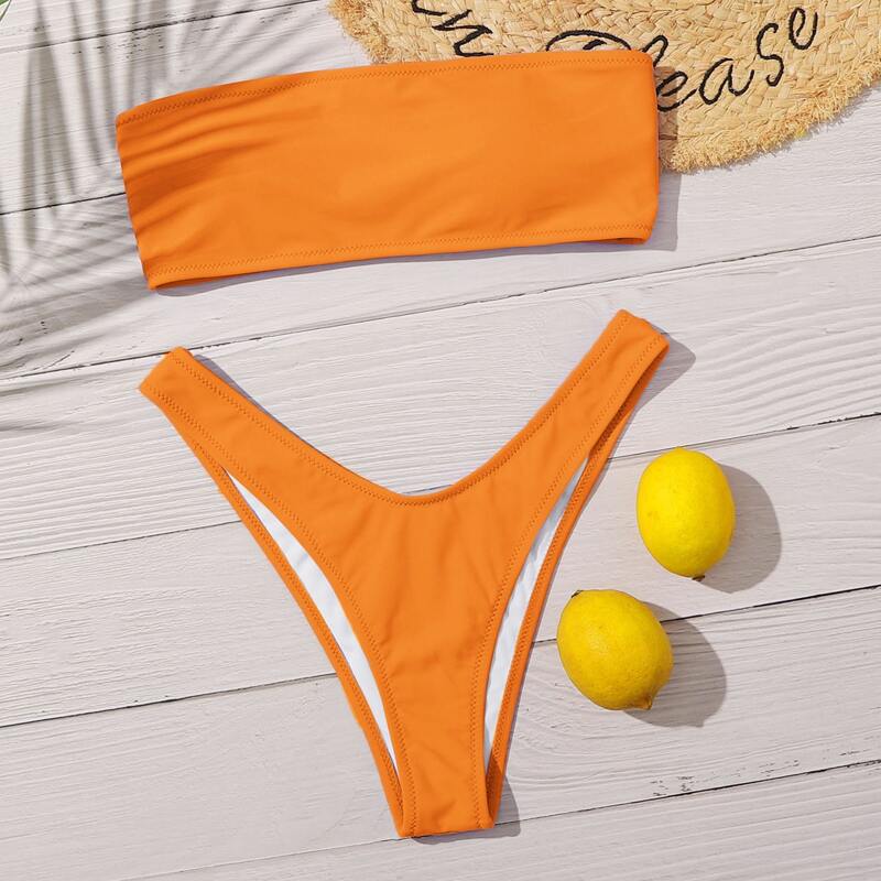 

Bandeau High Cut Bikini Swimsuit, Orange
