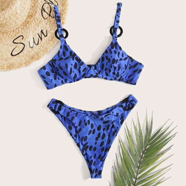 

Dalmatian Ring Linked Underwire Bikini Swimsuit, Blue