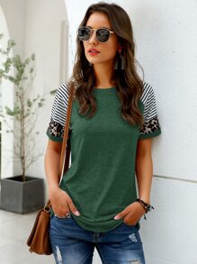 T-shirt à détail léopard