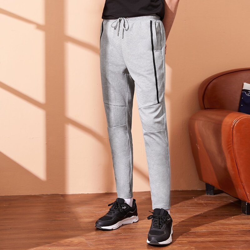 

Guys Drawstring Waist Striped Sweatpants, Light grey