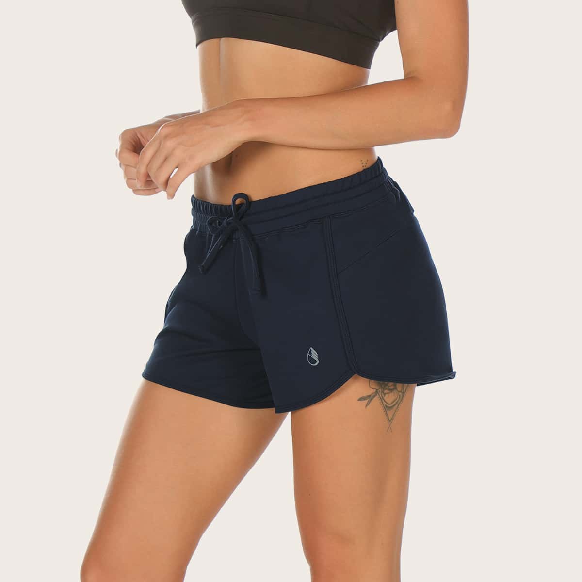 

Drawstring Waist Dolphin Sports Shorts, Navy blue