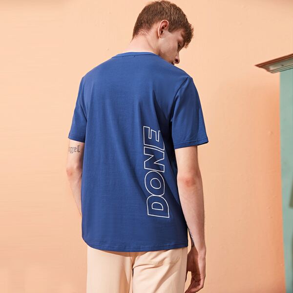 

Men Slogan Graphic Tee, Blue