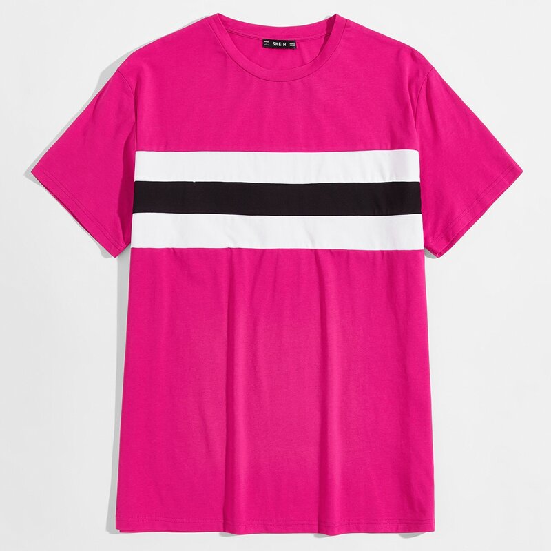 

Guys Striped Panel Top, Pink