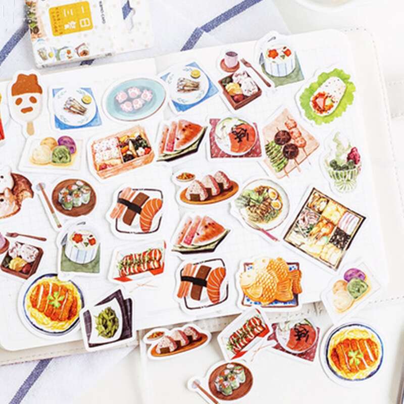 

46pcs Food Print Sticker, Multicolor