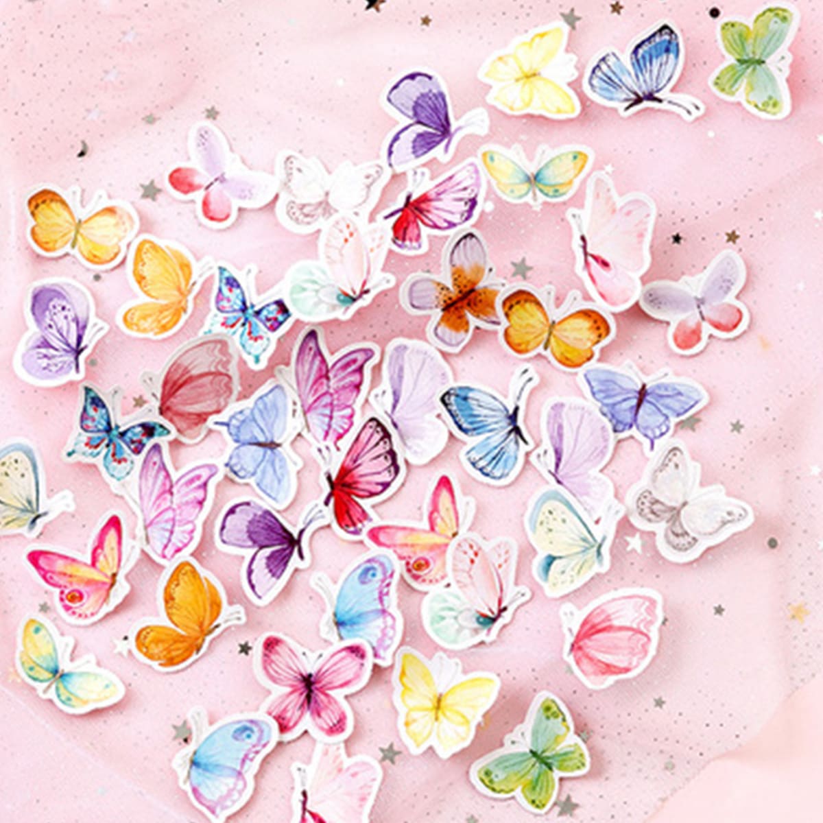 

46pcs Butterfly Print Sticker, Multicolor