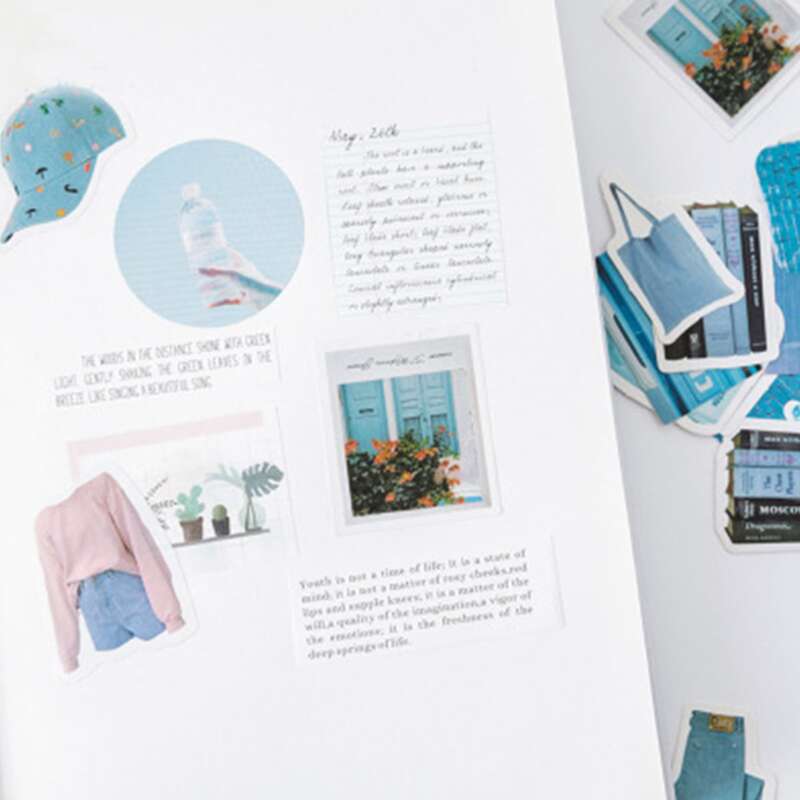 46pcs Mixed Pattern Sticker, Blue