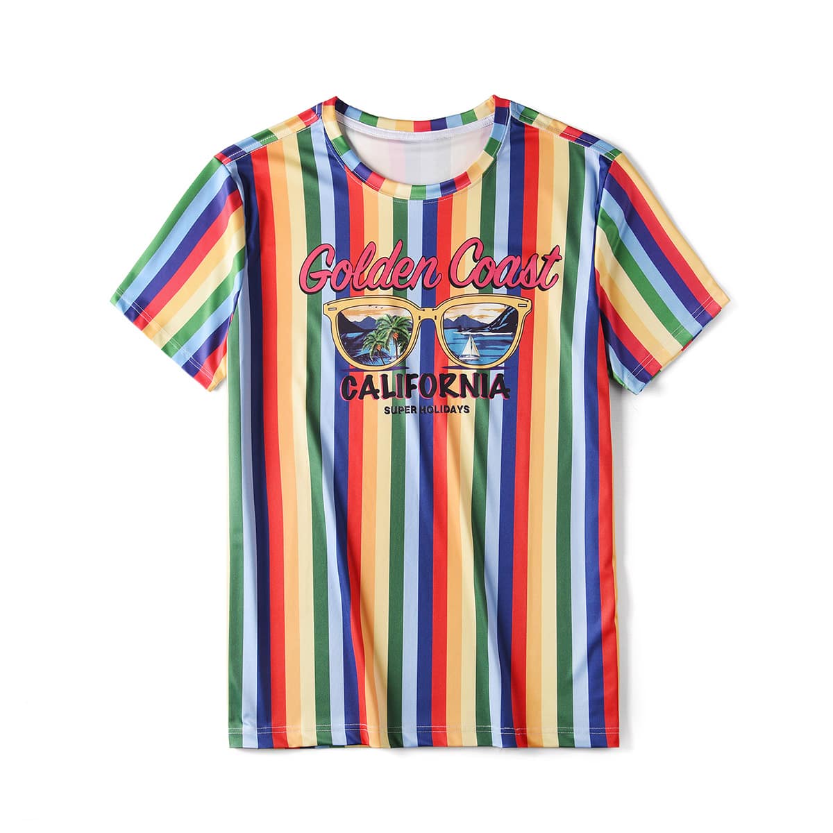 

Guys Letter Graphic Striped Tee, Multicolor